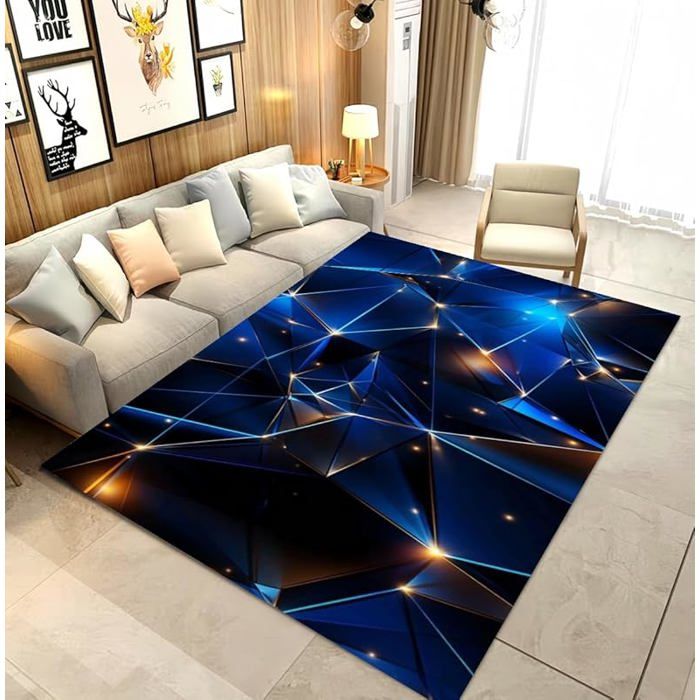 Tapis Gamer Sol en Flanelle Neon Géométrique Hexagone - Deco Chambre ...