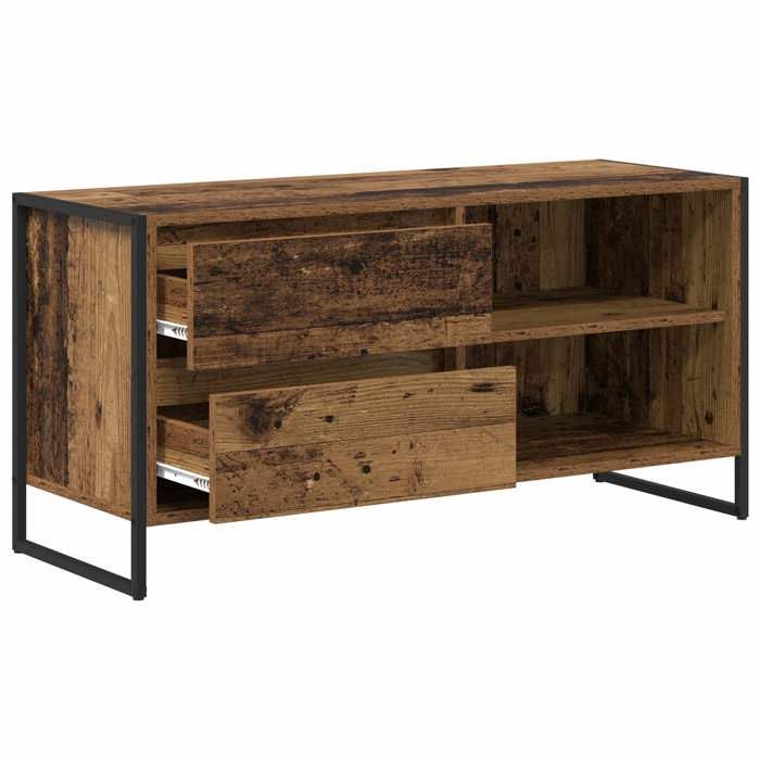 NEUF Armoire TV - Marron - Meuble TV - TABLE TV - Bois Ancien 100x36x49 5 cm - Bois dingénierie TT5600