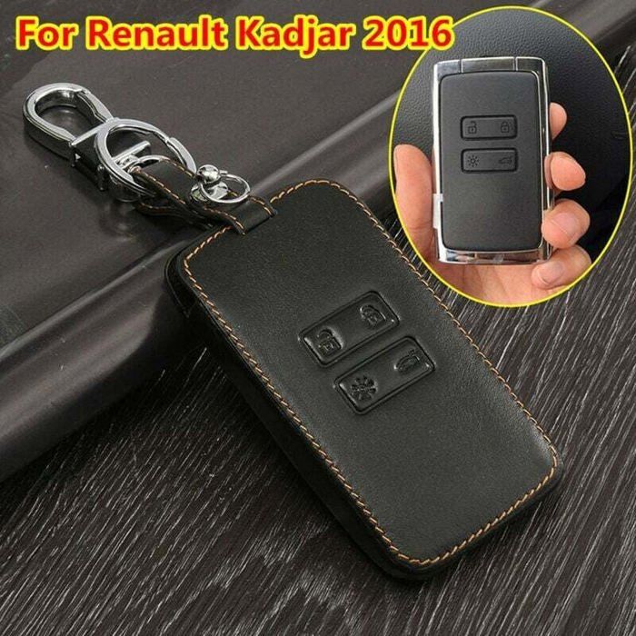 1x housse de protection de clé en cuir de voiture noire pour Renault pour Kadjar 2016 10.0 cm x 5.5 cm étui à clés pour voitures