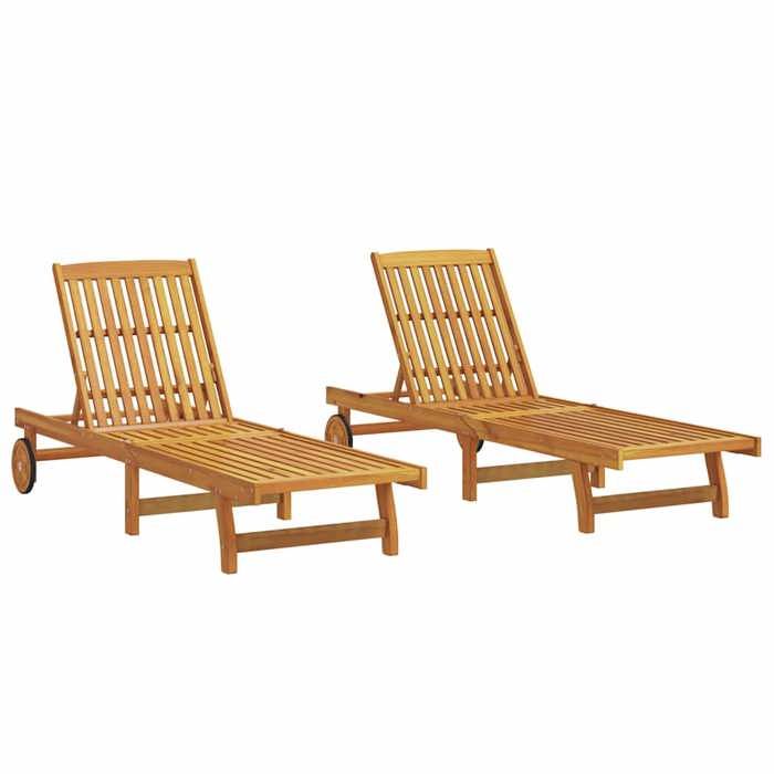 Bain de Soleil - CLARENCE® - Chaises longues - lot de 2 - RUIGNEUF - 2 PLACES - Bois dacacia solide 14082