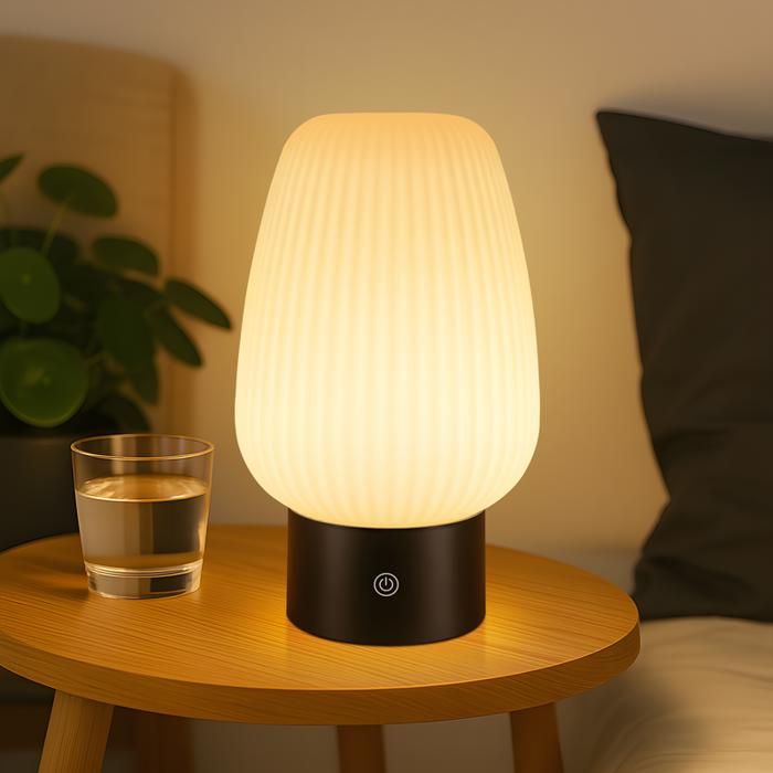 Homefire Lampe de chevet LED sur batterie sans fil rechargeable par USB blanche étanche IP44 verre tactile dimmable
