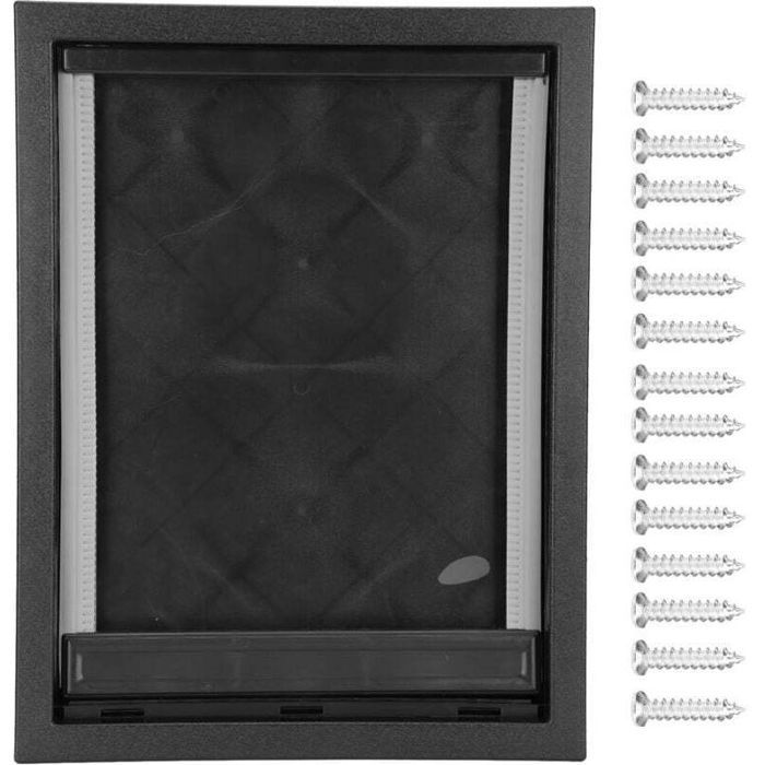 Chatière pour chien - PZCC - 50x38 cm - Rabat magnétique - Panneau de fermeture à pression - PVC noir