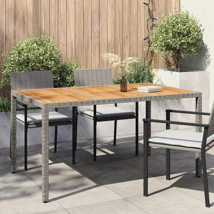Soldes printemps Table terrasse - Gris - Table de jardin - 1 PC - Gris 150x90x75 cm polyrotin T224