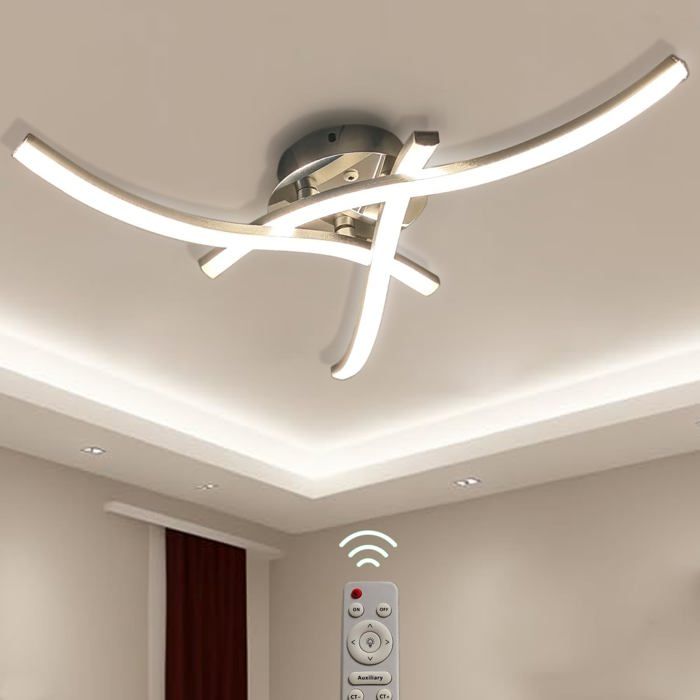 Plafonnier LED dimmable-KAL-Plafonnier LED Dimmable 22W 2200Lm Forme de Vague Télécommande pour Couloir Chambre Cuisine Salon