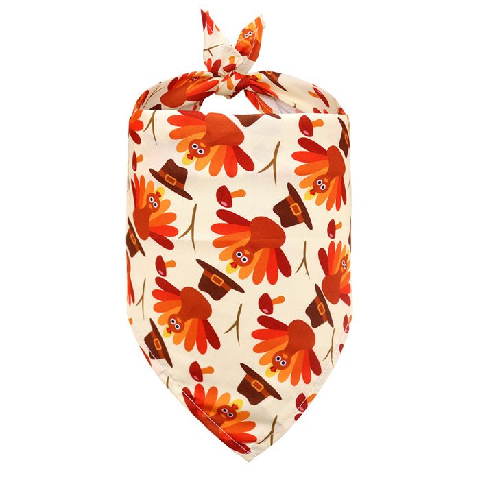 Bavoir décoratif pour animaux - Phoesky - Conception triangle - Thème Thanksgiving - Polyester - 65x42 cm