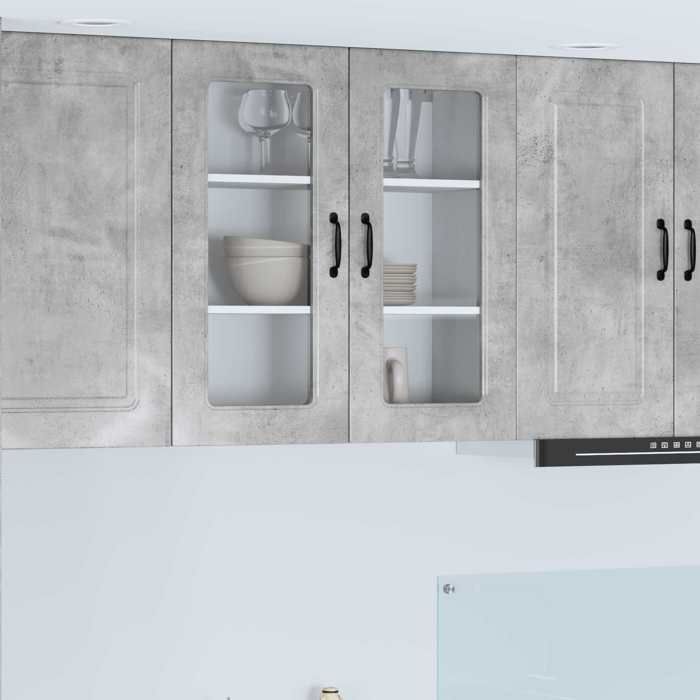 Cabinet de cuisine 1 PC Buffet Cuisine vaisselier Kalmar Gris béton 80x31x80 cm A13163