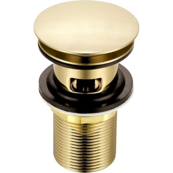 Bouchon dévier à fente en or brossé Bonde de lavabo escamotable en laiton en forme de champignon pour lavabos de salle de bain à