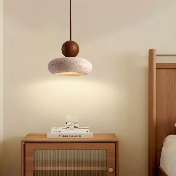 Lampe À Suspension En Pierre Naturelle Lustre Petit Lampe De Chevet Chambre Salon(15cm)
