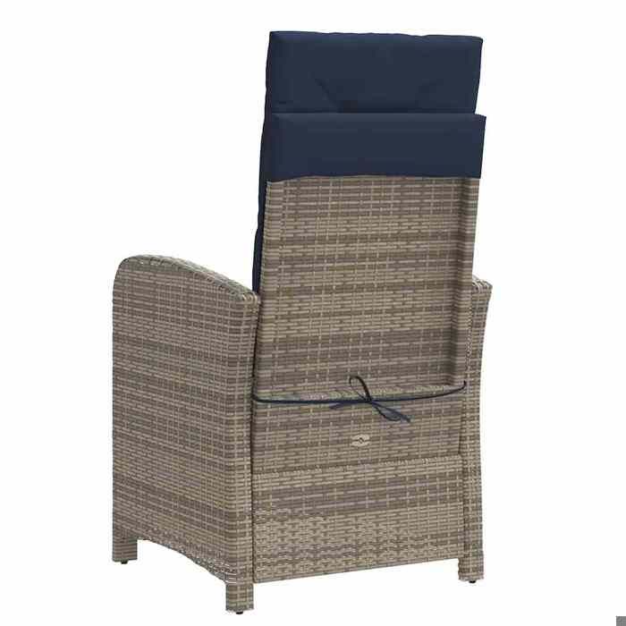 NEUF Fauteuil de Jardin Chaise dextérieur 1 pcs - Chaise inclinable de jardin et repose-pied gris résine tressée - L57 x l66 x H97