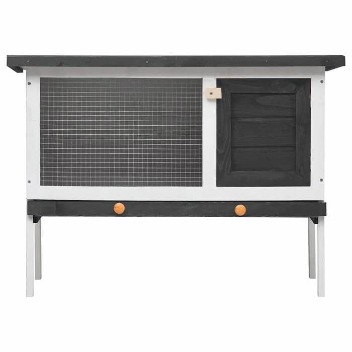 Clapier dextérieur 1 niveau - vidaXL - bois de sapin massif - gris et blanc - 38 x 77 x 41 cm - résistante aux intempéries bgf56x13