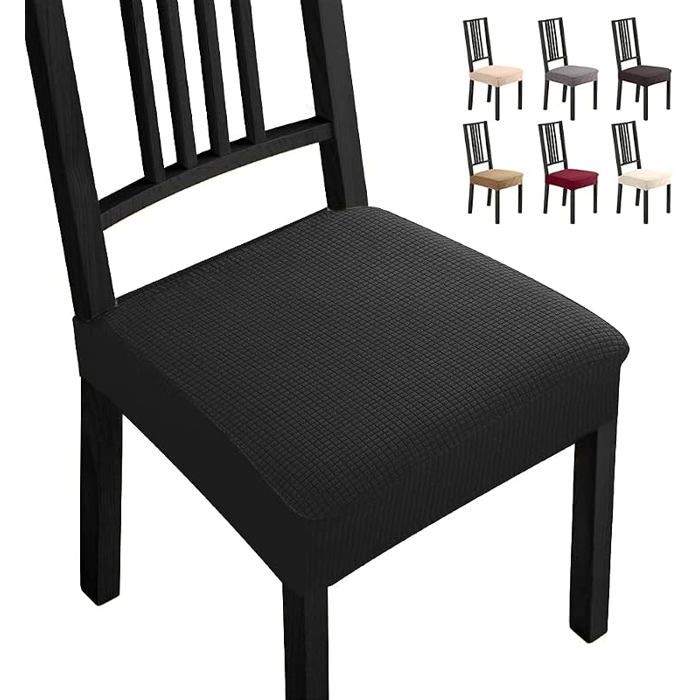 Housse de Chaise 4 pièces Housse de Salle à Manger pour Un Ajustement Universel - Coure Spandex Paquet de 4 Noir