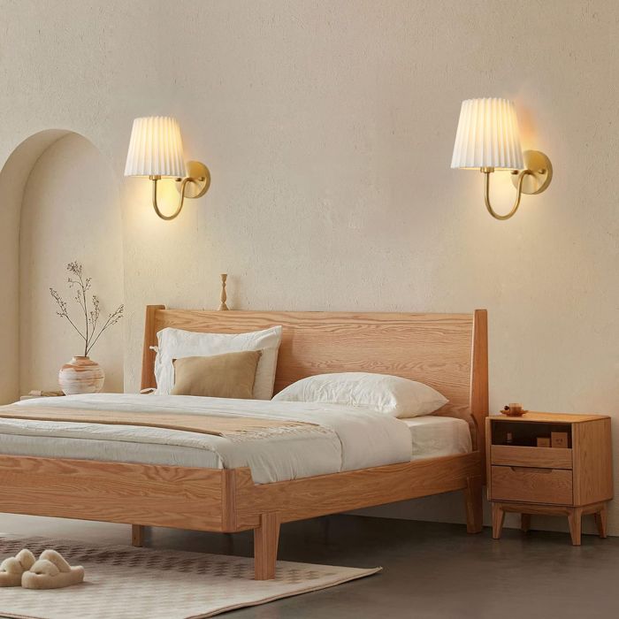 ElektraH 2x Applique Murale Moderne Intérieur Moderne Lampe Murale Abat-jour en Tissu Blanc E14 Eclairage de Murale Style Nordique
