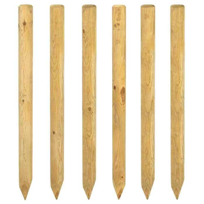 Piquets de clôture - Poteaux de clôture 6 pcs - vidaXL - bois de pin massif - vert - 150 cm - bois imprégné 5914680