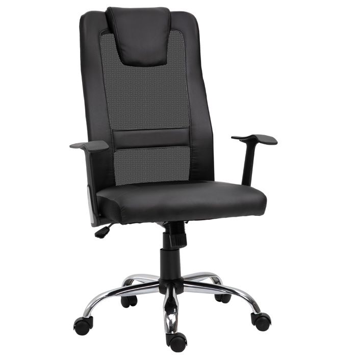 Chaise de bureau ergonomique - Ergonomique S - Dossier en S - Simili cuir - Têtière et soutien lombaire