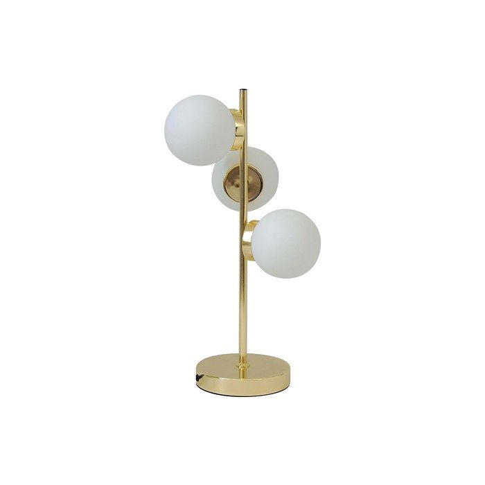 Lampe à poser en laiton - 3 globes - Doré brillant et blanc mat - YUKON