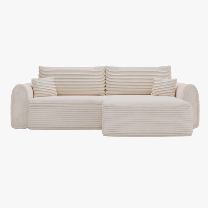 ADELE Canapé dangle convertible convertible avec coffre en velours côtelé beige 273 cm ADELE Canapé dangle convertible convertible avec coffre en velours côtelé beige 273 cm