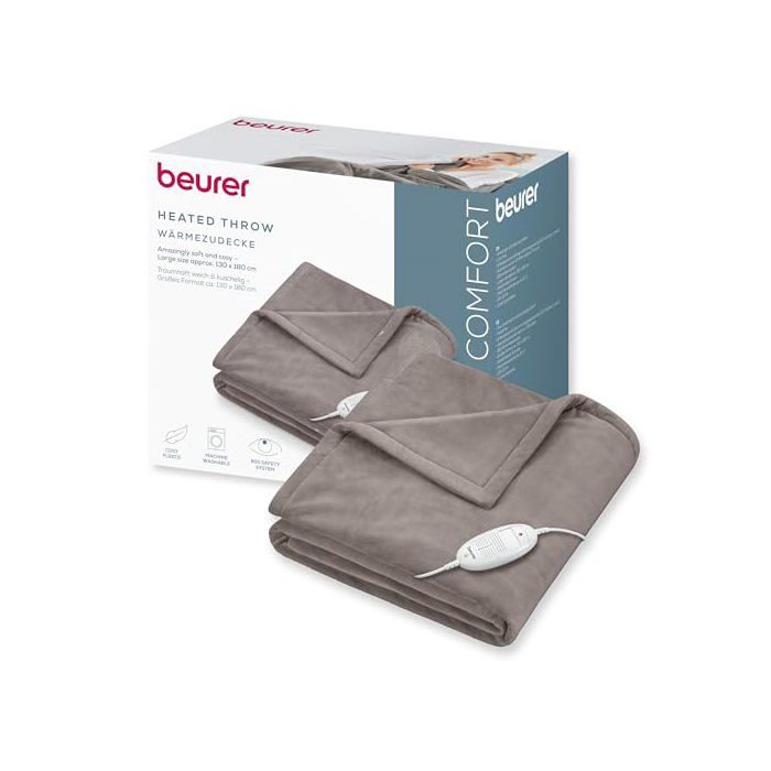 Beurer HD 75 Cozy Couverture chauffante couverture électrique confortable en apparence de fourrure 6 réglages de température lavable en machine avec arrêt automatique - vue 9