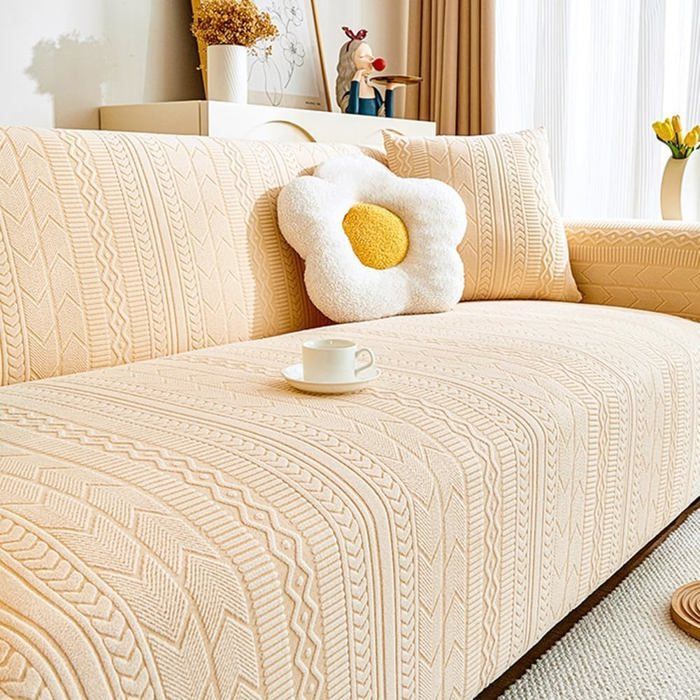Housse De Canapé Extensible 5 Places Universelle Housse Canapé Avec Accoudoirs Housse Canape Velours Jacquard Épais Et Élé[RD235]