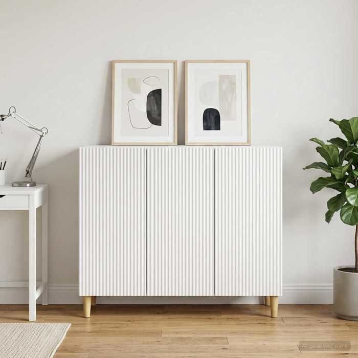 Moderne Buffet bahut pratique - Blanc 89x34 5x80 cm Bois dingénierie - Commode salon @FR3895