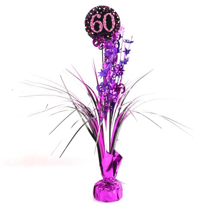 Centre de Table Palmier 60 Ans - Violet - Rose