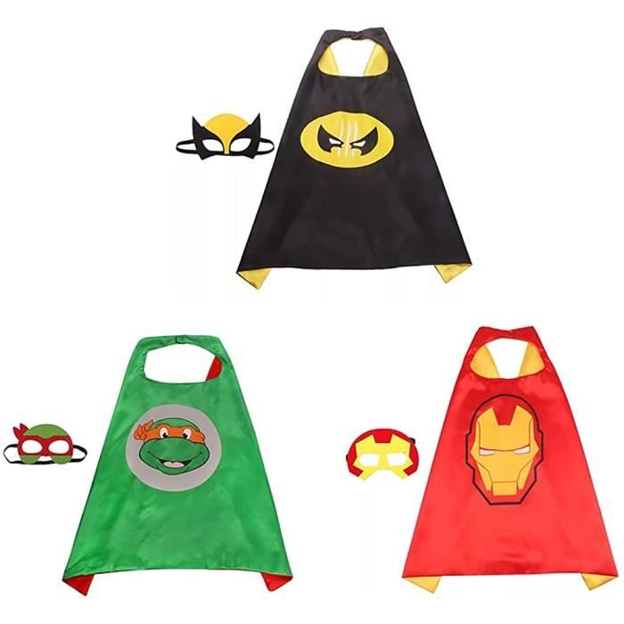 Costume Super-héros Enfant Avec Cape Et Masque - Déguisement Halloween, Carnaval - 3 à 9 Ans