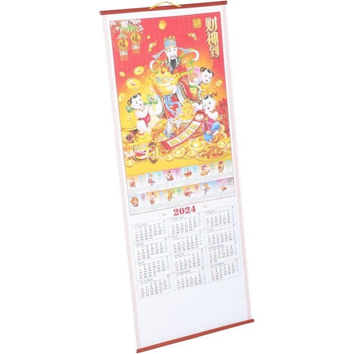 Calendrier mural chinois portable délicat, calendrier du Nouvel An 2024,  calendrier traditionnel pour le bureau, mur paysager - AliExpress
