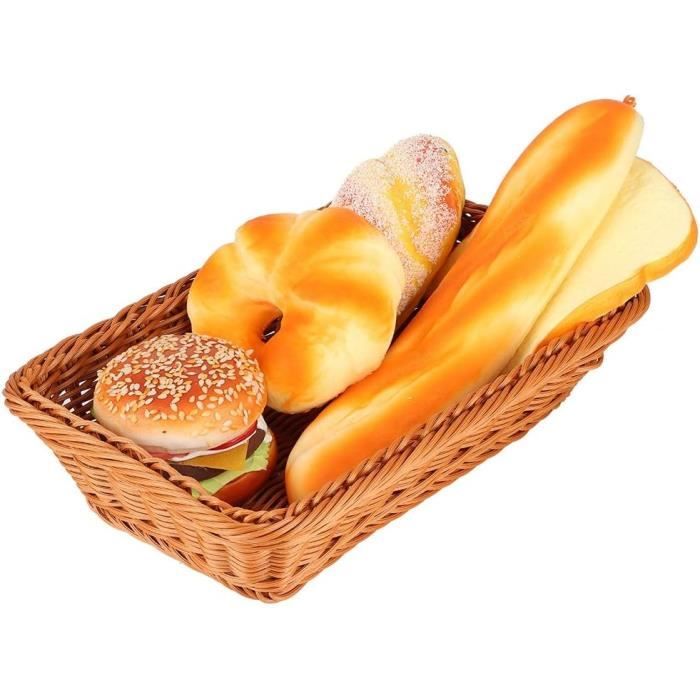 AKOLAFE 3 Pièces Corbeille a Pain en Osier 35 x 25 x 7 CM Panier Pain Empilables Panier a Pain de Service Brun Panier Osier Rectangulaire Corbeille Osier pour Pain, fruit, Légume