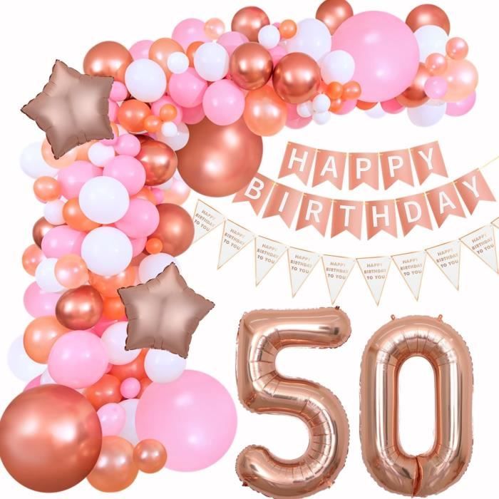Kit Déco Anniversaire 35 Ans – Ballons Or Rose, Bannière Et Topper De Gâteau – Pour Homme Ou Femme