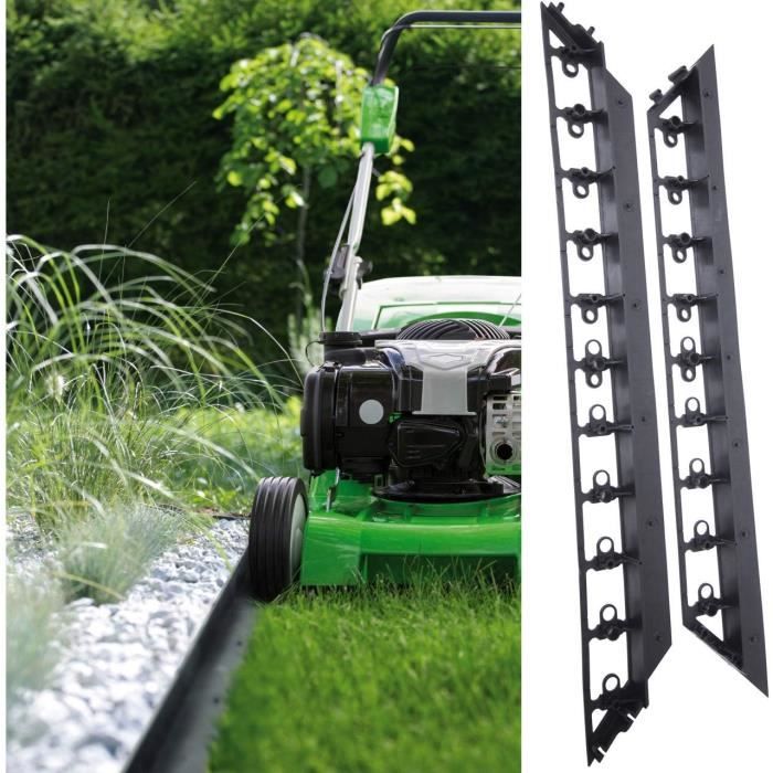 Bordure De Pelouse Flexible En Plastique Noir 16 M + 16 Piquets 15 Cm – Barrière Anti-Mauvaises Herbes Pour Jardin, Allées Et Parterres