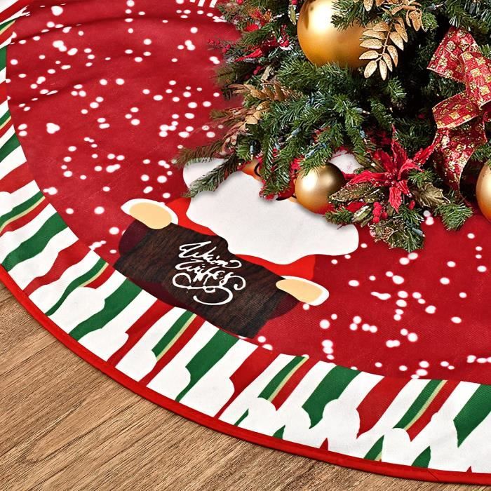 90CM Jupe de Sapin de Noël Rond, Jupe Arbre de Noël, CouvrePied de