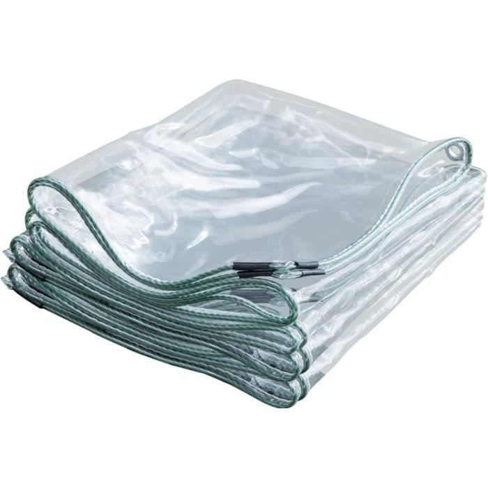 Bâche Transparente PVC 400g/m² - Imperméable, Oeillets Inox - 2x4m - Protection Jardin, Bois