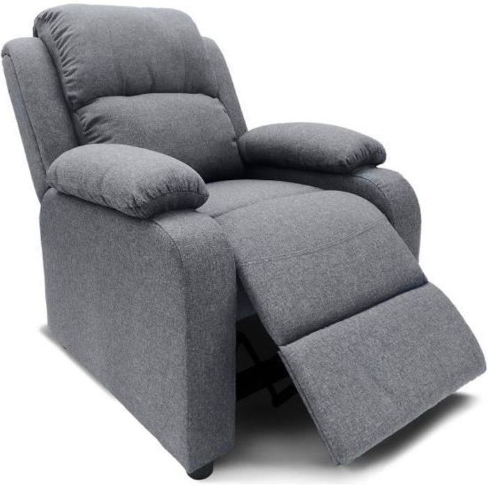 Fauteuil relax Riga tissu Gris Fauteuil relax Riga tissu Gris