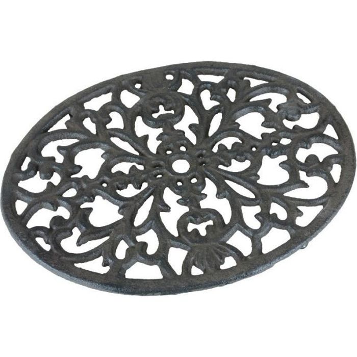 Noir table /à manger po/êle Diam/ètre : 17 cm Rond avec pieds et motif vintage Pour cuisine th/éi/ère Dessous de plat GOLRISEN en fonte robuste r/ésistant /à la chaleur