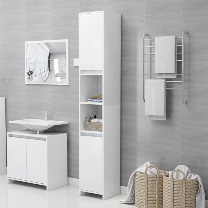 Armoire Colonne de salle de bain Blanc 30x30x1835 cm Aggloméré - 676&{HOME}