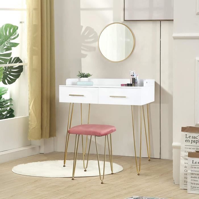 EUGAD Coiffeuse avec Grand Miroir LED, Lumières Réglables, Table de  Maquillage avec 2 Tiroirs, 3 Compartiments, 1 Étagère, Meuble de Rangement  Chambre, Moderne, en Bois, Blanc : : Cuisine et Maison