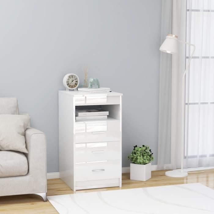 armoire de bureau chambre meuble de rangement - armoire à tiroirs armoire vestiaire -armoire a casiers contemporain- blanc brillant