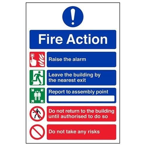 Vsafety 12009 A4 A4 Fire Action sign-210 messaggio 6 mm x 297 mm