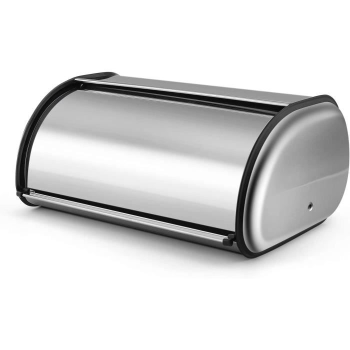 Boîte à Pain Inox & Bambou KARL HAUSMANN - Huche à Pain 43.5x20x11.5cm - Garde Pain Frais - Gris