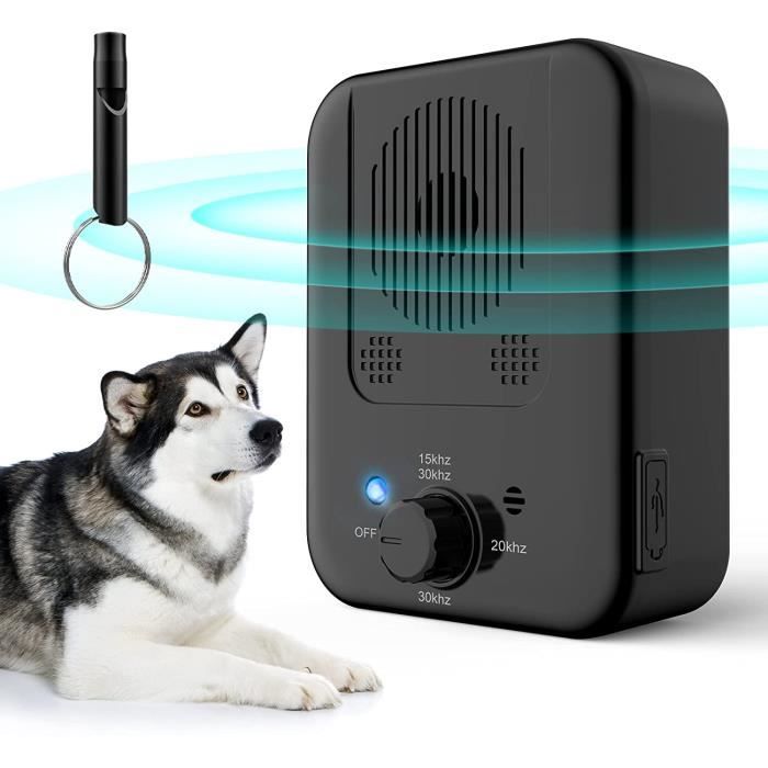 Appareil Anti-aboiement à Ultrasons Pour Chien - Rechargeable, Portée 15 M, Avec LED - Dressage Comportement, Sécurité