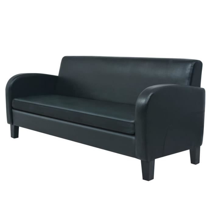 NEW* Sofa - Canapé à 3 places Cuir synthétique Noir - Moderne desgin (4624)