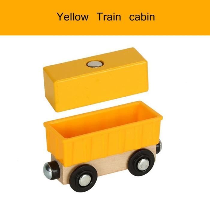 Train électrique En Bois à Piles - Compatible Rails En Bois (type BRIO) - Locomotive + Wagons Magnétiques - Jouet Enfant 3 Ans Et +