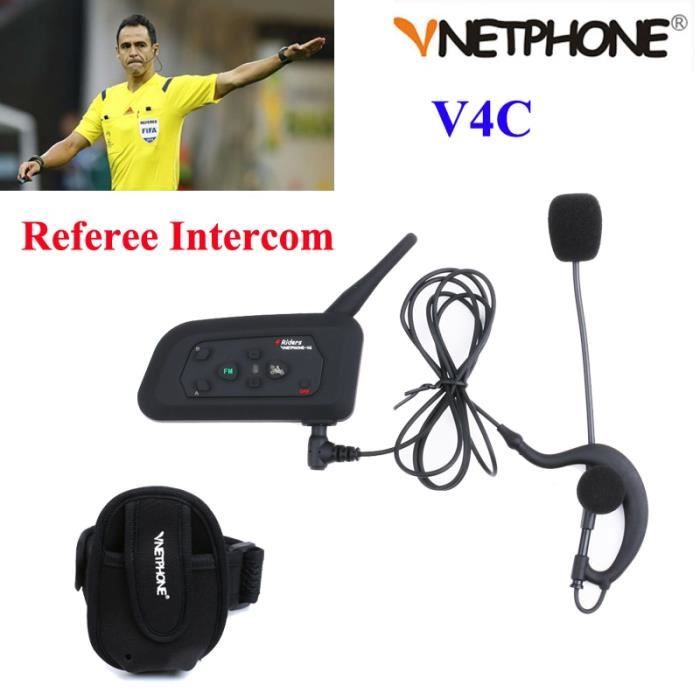 Oreillette Bluetooth V4C, Appareil de Communication Pour Arbitres de Football, Kit Mains-Libres, Portee 1200m