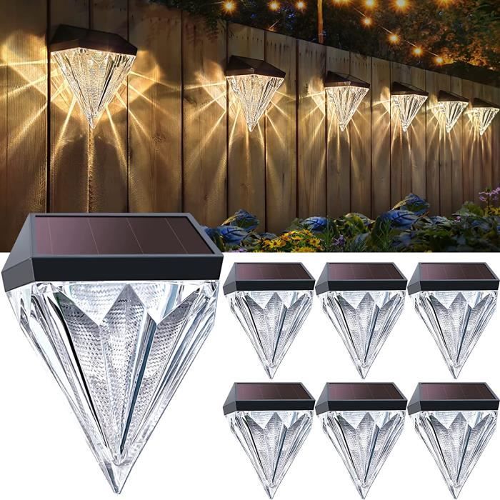 Lampe Solaire Extérieur Jardin - LED Éclairage Mural D'extérieur - Diamants - 6 Pièces Blanc Chaud