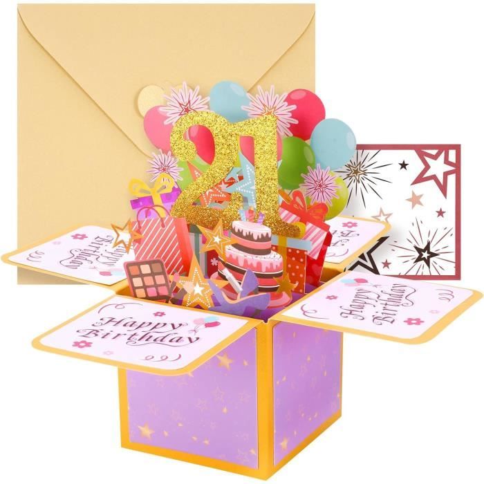 Carte Anniversaire Pop-up 3D 90 Ans Avec Enveloppe - Design Fleuri, Cadeau Original