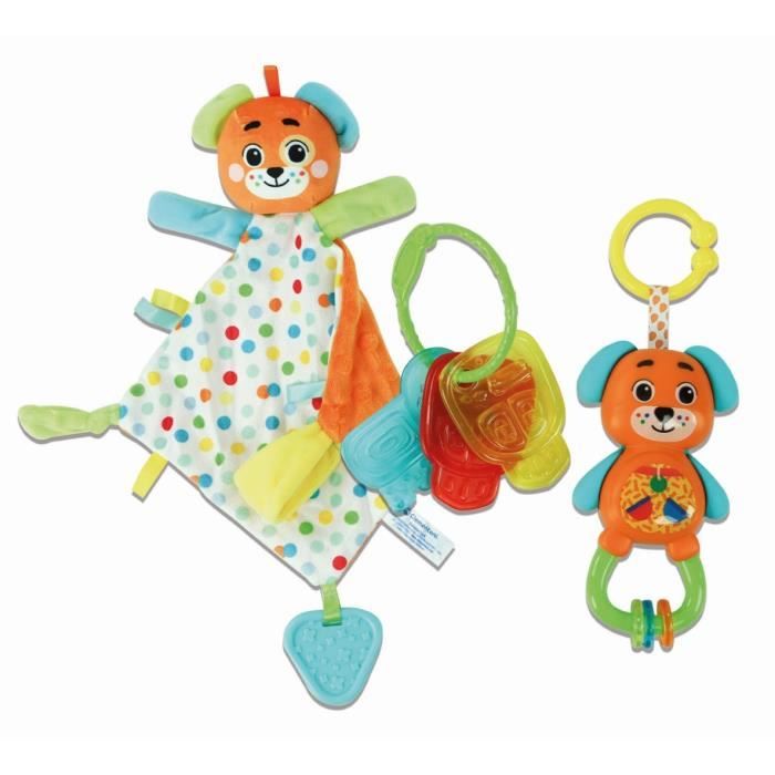 Clementoni - Coffret de naissance Ourson - Doudou + hochet + clés en plastique souple à mordiller