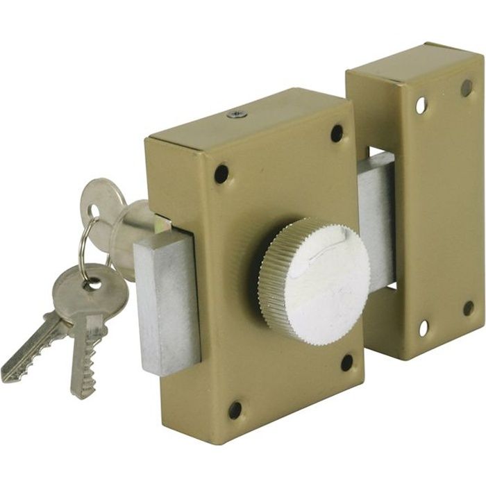 Verrou de sécurité à bouton - COGEX - 23mm - Vert kaki - Fermeture par bouton intérieur - 3 clés