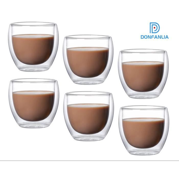 Verres à Café Double Paroi - Lot De 4 - 350 Ml - Pour Latte, Cappuccino, Thé, Boissons Froides - Résistants à La Chaleur
