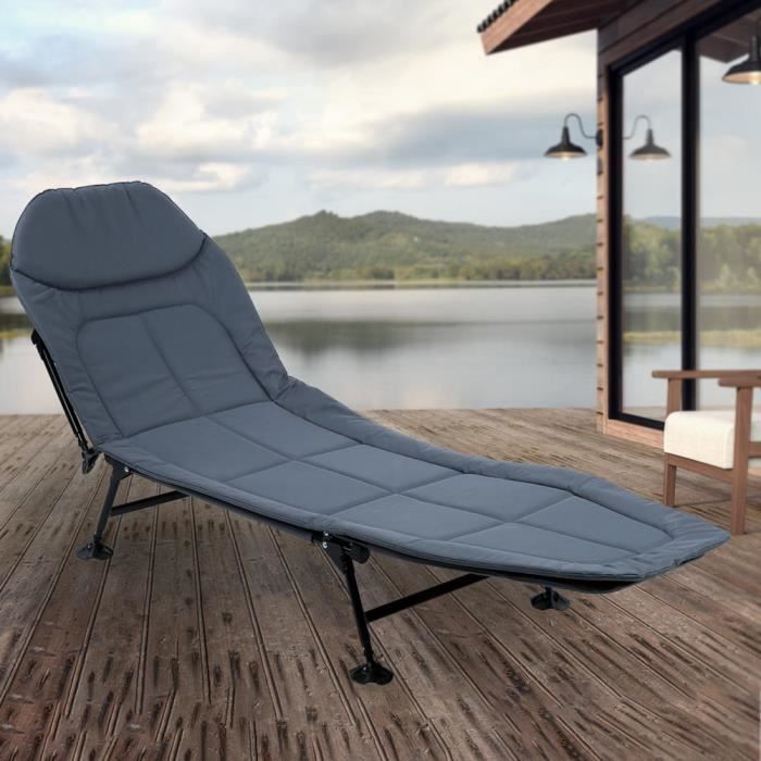 Lit De Camp Pliant – 188 Cm – Capacité 200 Kg – Avec Matelas Et Housse – Neuf