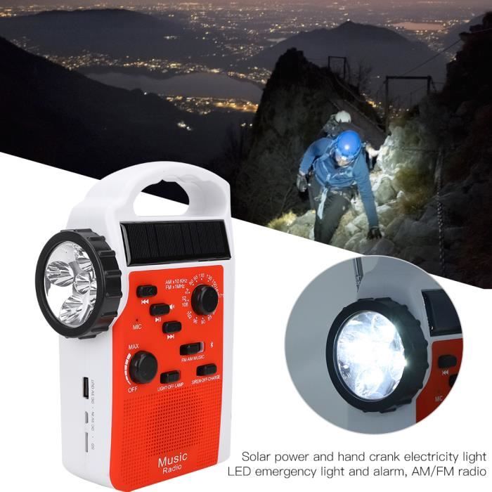 Radio Portable Manivelle Solaire - Multibande AM/FM/SW - Torche LED Urgence