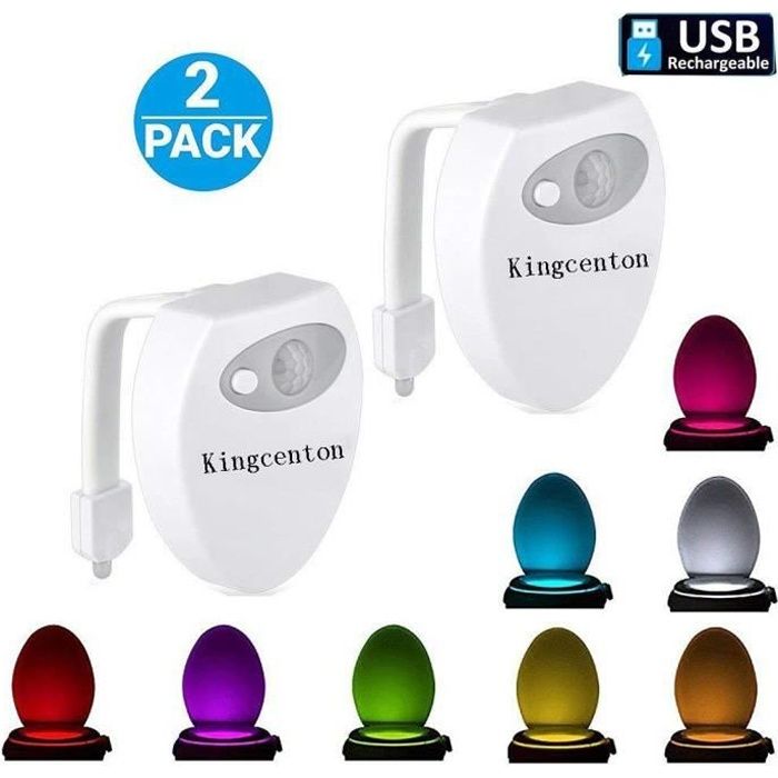 Pack de 3 Eclairages led 8 couleurs pour WC à détecteur de mouvement